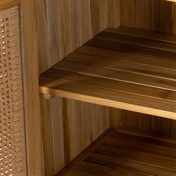 Tropica Coastal Beach Natural Brown Teak Wood Faux Rattan Outdoor Sideboard|