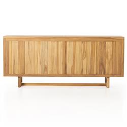 Tropica Coastal Beach Natural Brown Teak Wood Faux Rattan Outdoor Sideboard|