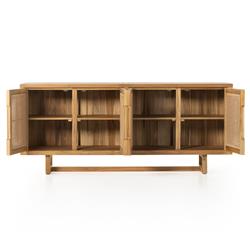 Tropica Coastal Beach Natural Brown Teak Wood Faux Rattan Outdoor Sideboard|