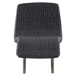 Ivanna Coastal Beach Black Woven Seat Grey Teak Wood Frame Outdoor Chaise Lounge|