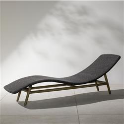 Ivanna Coastal Beach Black Woven Seat Grey Teak Wood Frame Outdoor Chaise Lounge|