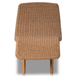 Ivanna Coastal Beach Natural Brown Woven Seat Teak Wood Frame Outdoor Chaise Lounge|