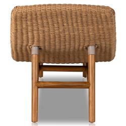 Ivanna Coastal Beach Natural Brown Woven Seat Teak Wood Frame Outdoor Chaise Lounge|