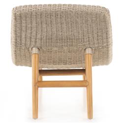 Ivanna Coastal Beach White Woven Seat Brown Teak Wood Frame Outdoor Chaise Lounge|