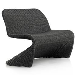 Ivanna Coastal Beach Black Woven Wicker Outdoor Dining Bench|