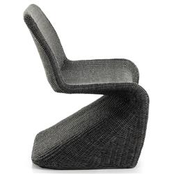 Ivanna Coastal Beach Black Woven Wicker Outdoor Dining Bench|