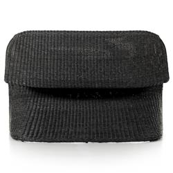 Ivanna Coastal Beach Black Woven Wicker Outdoor Dining Bench|