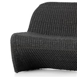 Ivanna Coastal Beach Black Woven Wicker Outdoor Dining Bench|