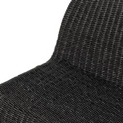 Ivanna Coastal Beach Black Woven Wicker Outdoor Dining Bench|