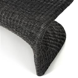 Ivanna Coastal Beach Black Woven Wicker Outdoor Dining Bench|