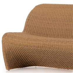 Ivanna Coastal Beach Natural Brown Woven Wicker Outdoor Dining Bench|