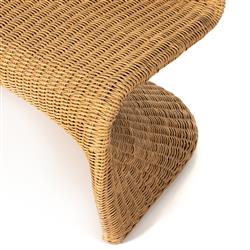 Ivanna Coastal Beach Natural Brown Woven Wicker Outdoor Dining Bench|