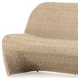 Ivanna Coastal Beach White Woven Wicker Outdoor Dining Bench|