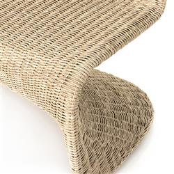 Ivanna Coastal Beach White Woven Wicker Outdoor Dining Bench|