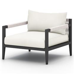 Cheryl Rustic Lodge White Upholstered Black Aluminum Outdoor Dining Arm Chair|