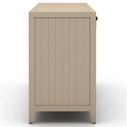 Cheryl Rustic Lodge Natural Teak Wood Grey Rope Accent Outdoor 4 Door Sideboard|