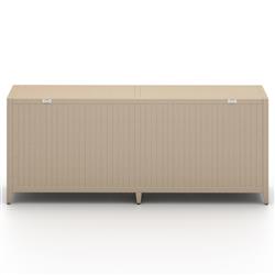 Cheryl Rustic Lodge Natural Teak Wood Grey Rope Accent Outdoor 4 Door Sideboard|