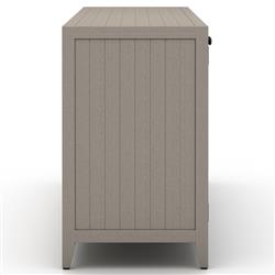 Cheryl Rustic Lodge Grey Teak Wood Dark Rope Accent Outdoor 4 Door Sideboard|