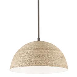 Jordan Coastal Beach Natural Abaca Rope Dome Shade Single Pendant|