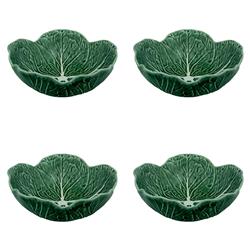 Cabbage French Country Green Stoneware Cereal Bowls - Set of 4|