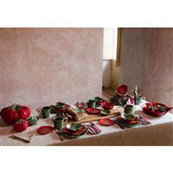 Cabbage French Country Green Stoneware Cereal Bowls - Set of 4|