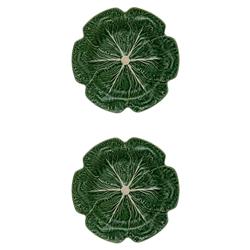 Cabbage French Green Stoneware Charger Plates - Set of 2|