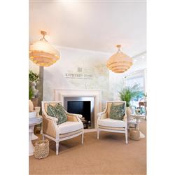 Palecek Everly Coastal Natural Oatmeal Wicker Black Metal Frame Outdoor Pendant|