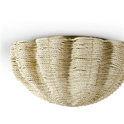 Palecek Isla Coastal Beach Natural Abaca Rope Antique Gold Metal Flush Mount|