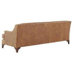 Sonoma Rustic Lodge Brown Leather Upholstered Tufted Back Sofa - 89"W|