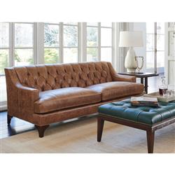 Sonoma Rustic Lodge Brown Leather Upholstered Tufted Back Sofa - 89"W|