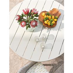 Seabrook Coastal White Aluminum Outdoor Round Dining Table - 60"W|
