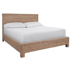 Victor Coastal Beach Brown Woven Hyacinth Classic Bed - Queen|