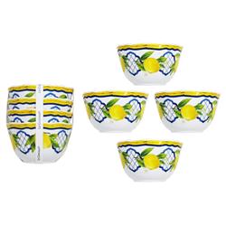 Palermo Global Bazaar White Melamine Lemon Print Dessert Bowl - Set of 4|