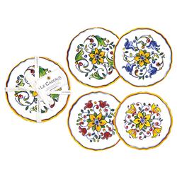 Capri French White Melamine Floral Appetizer Plate - Set of 4|