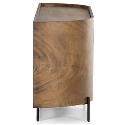 Khalil Rustic Lodge Dark Brown Wood Bronze iron Curved Sideboard|