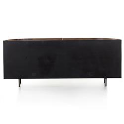 Khalil Rustic Lodge Dark Brown Wood Bronze iron Curved Sideboard|
