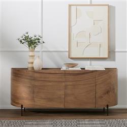 Khalil Rustic Lodge Dark Brown Wood Bronze iron Curved Sideboard|