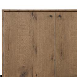 Alina Rustic Lodge Brown Oak Wood Black Iron 4 Door Rectangular Sideboard|