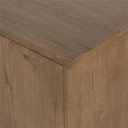 Alina Rustic Lodge Brown Oak Wood Black Iron 4 Door Rectangular Sideboard|