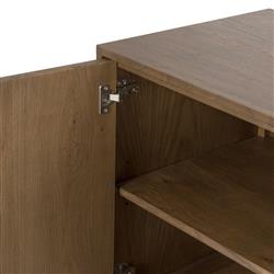 Alina Rustic Lodge Brown Oak Wood Black Iron 4 Door Rectangular Sideboard|