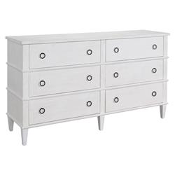 Marrie French Country White Oak 6 Drawer Double Dresser|