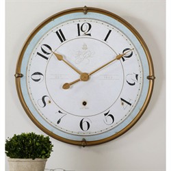 Tisdale Updated Traditional Blue Antique Gold Frame Wall Clock |