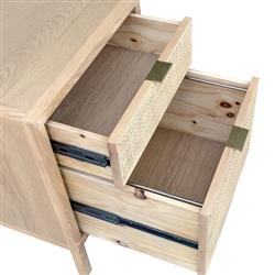 Ronaldo Coastal Beach Natural Pine Wood Woven Rattan 2 Drawer Office Cabinet|