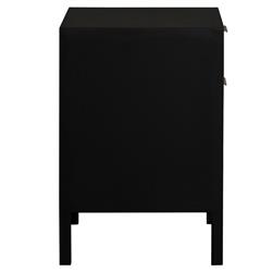 Ronaldo Coastal Beach Black Pine Wood Woven Rattan 2 Drawer Office Cabinet|