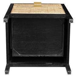 Ronaldo Coastal Beach Black Pine Wood Woven Rattan 2 Drawer Office Cabinet|