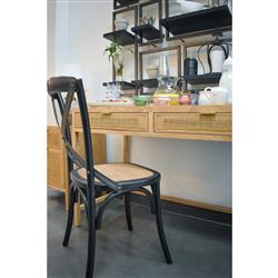 Ronaldo Coastal Beach Natural Oak Wood Woven Rattan 2 Drawer Desk|