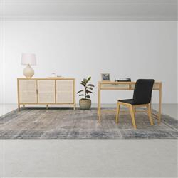 Ronaldo Coastal Beach Natural Oak Wood Woven Rattan 2 Drawer Desk|