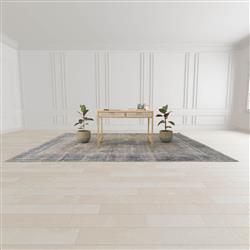 Ronaldo Coastal Beach Natural Oak Wood Woven Rattan 2 Drawer Desk|