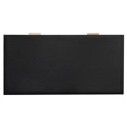 Ronaldo Coastal Beach Black Oak Wood Woven Rattan 2 Drawer Desk|