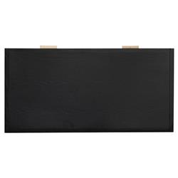 Ronaldo Coastal Beach Black Oak Wood Woven Rattan 2 Drawer Desk|